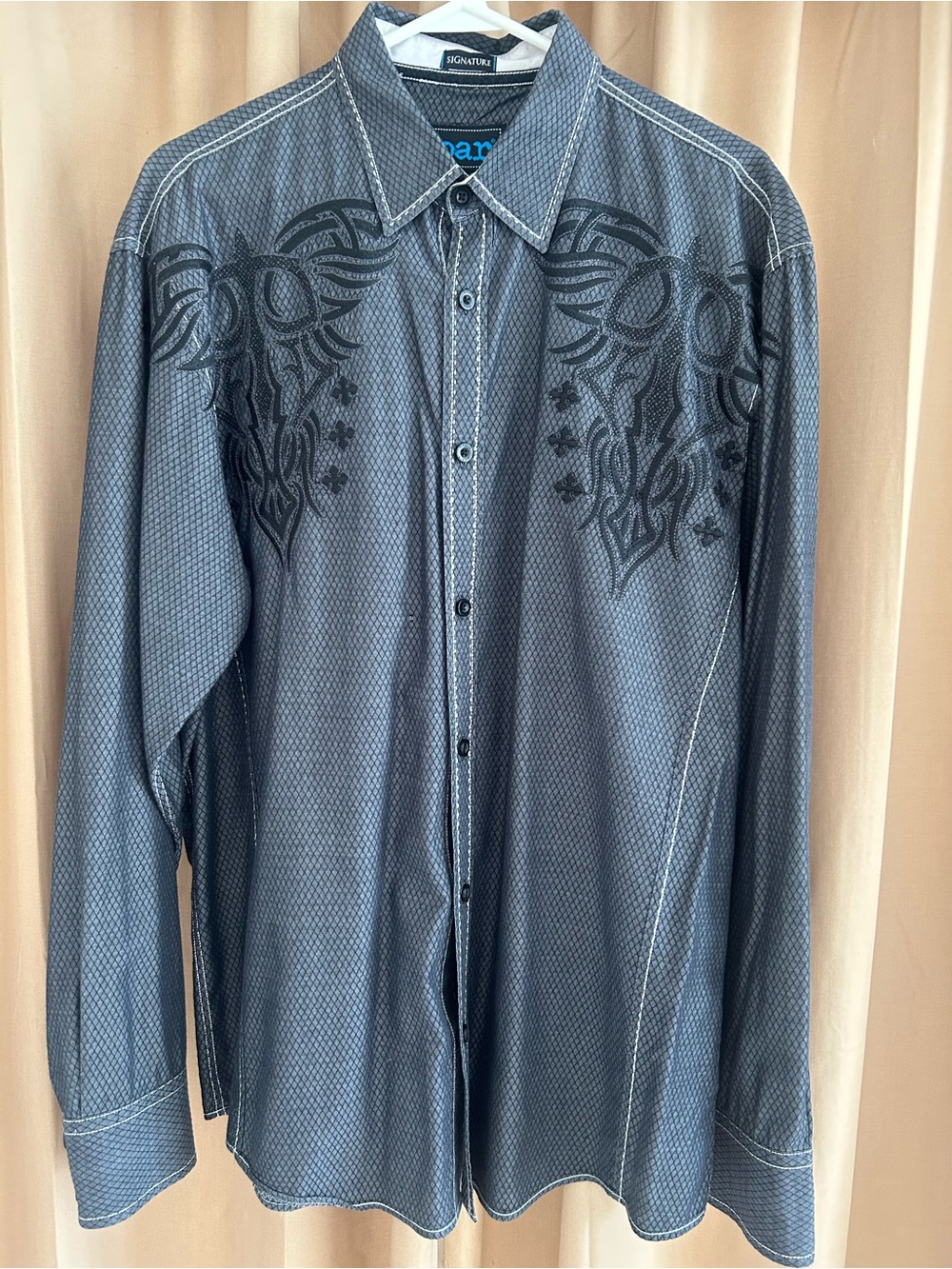 Roar Signature Embroidered Long Sleeve Button Up Shirt XL